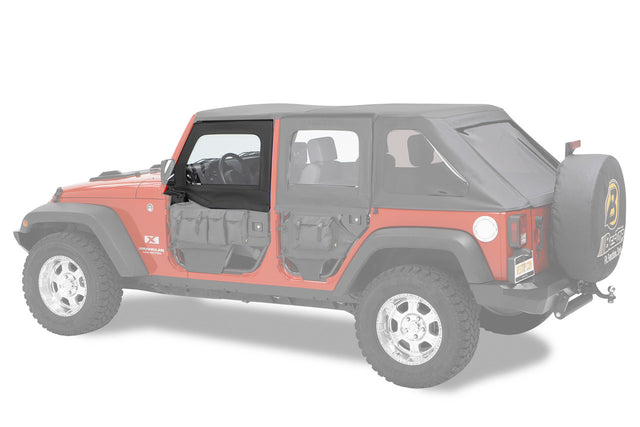 Bestop Element Upper Fabric Half Doors - JK Front - Black Diamond - Bestop product photo