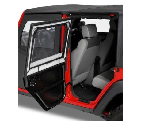 Bestop Element Upper Fabric Half Doors - JK Rear - Premium Black Twill - Bestop product photo