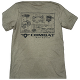 Combat Off Road T-Shirt - Hood Latch Blueprint - Olive